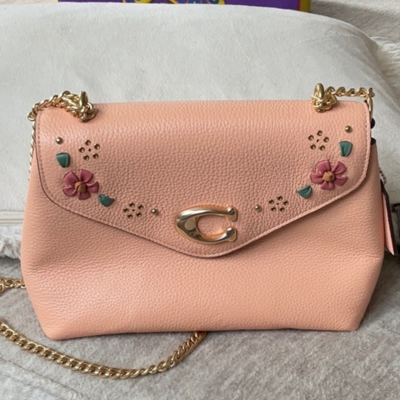 Coach Tammie Shoulder Bag Purse Floral Whipstitch CA145 Faded Blush Multi Used - Picture 4 of 5